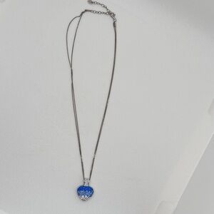 Elegant Tocara silver sterling 975 Italy Blue Heart Pendant Necklace